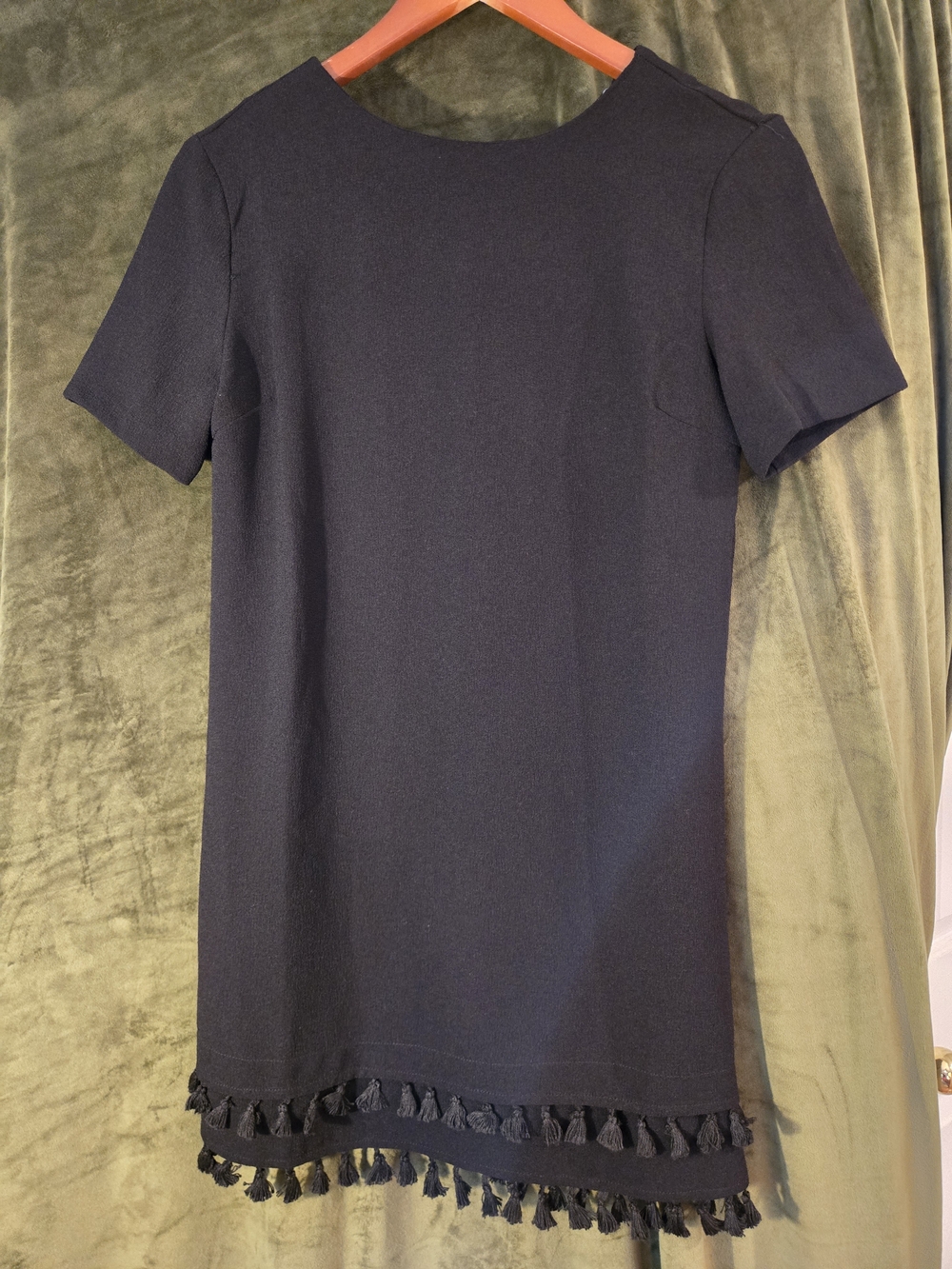 VICI Black Short Sleeve Dress with Tassel Trim